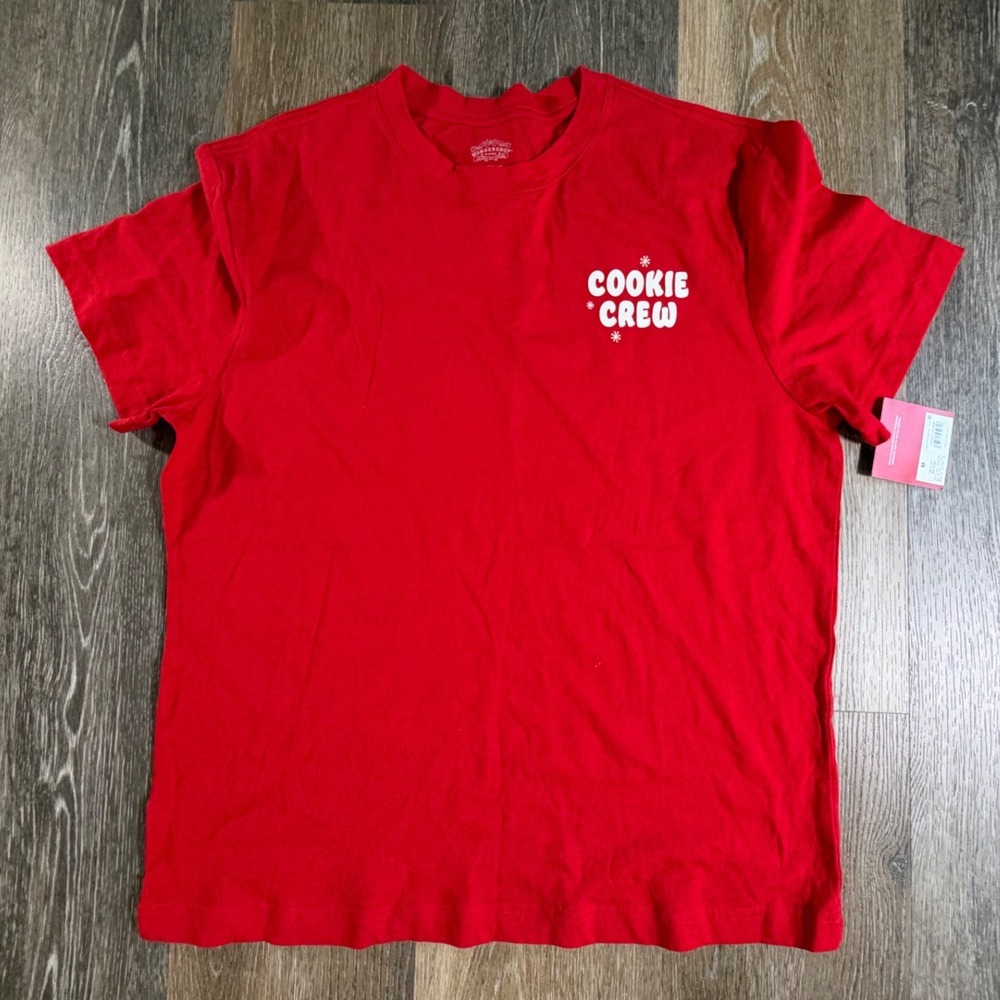 Wondershop Cookie Crew Shirt Mens M Red Graphic Short Sleeve Sleepwear Pajama